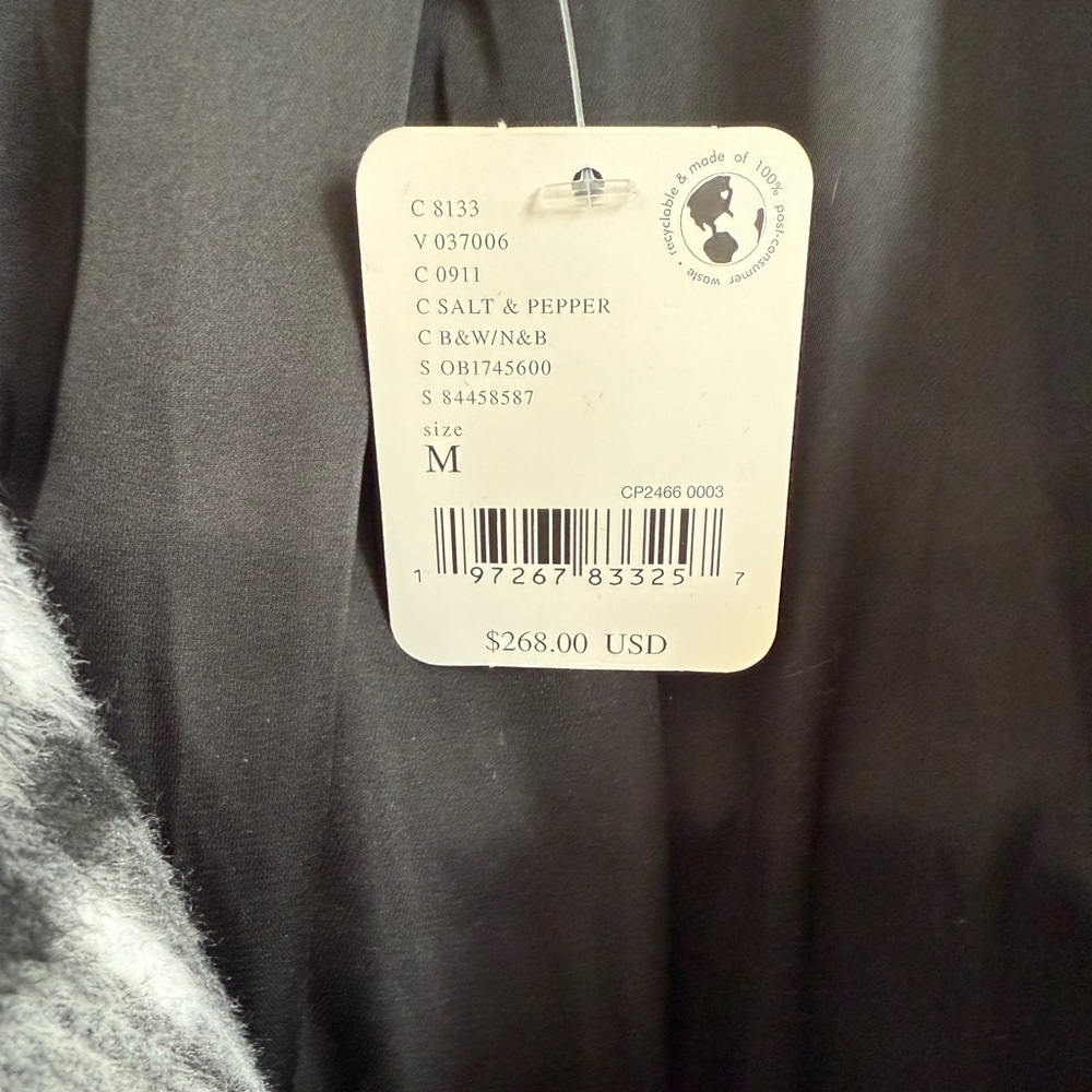 NWT • Free People Highlands Wool Blend Salt & Pepper Coat M Relaxed Fit - Picture 13 of 14